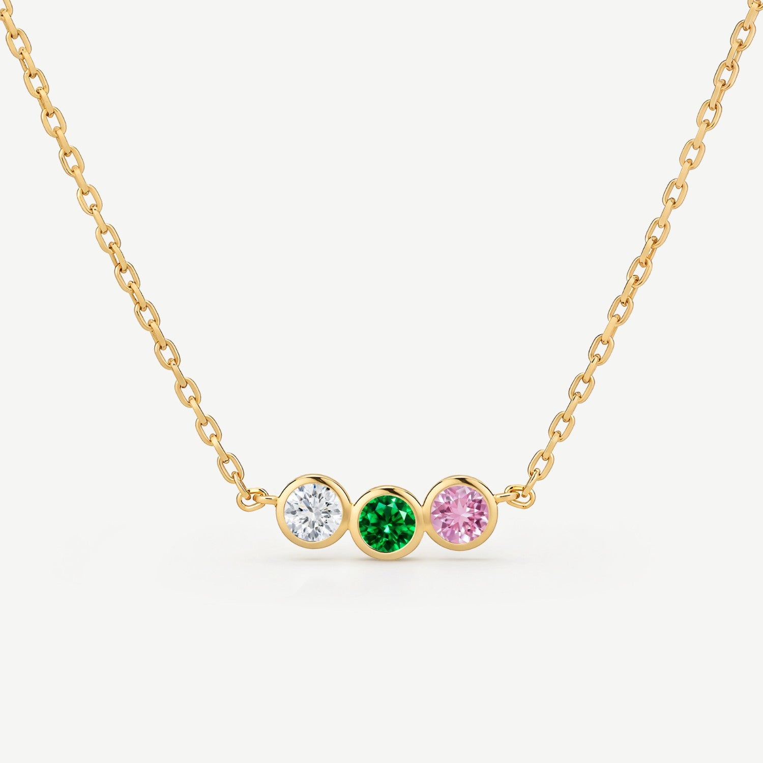 Three Birthstone Personalized Necklace Amy