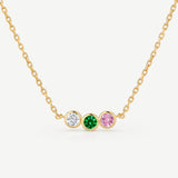 Three Birthstone Personalized Necklace Amy