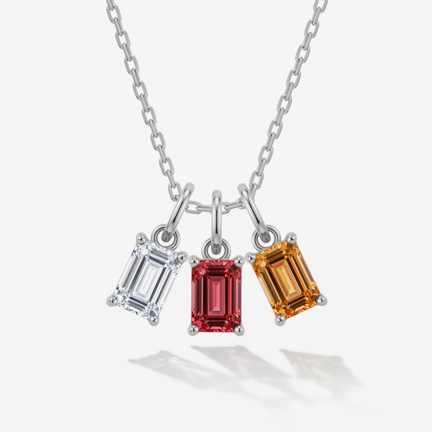 Birthstone Necklace For Mom | Three Birthstone Silver Necklace 