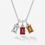 Birthstone Necklace For Mom | Three Birthstone Silver Necklace 