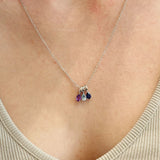 Three Birthstone Teardrop Silver Necklace