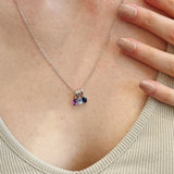 Three Birthstone Teardrop Silver Necklace