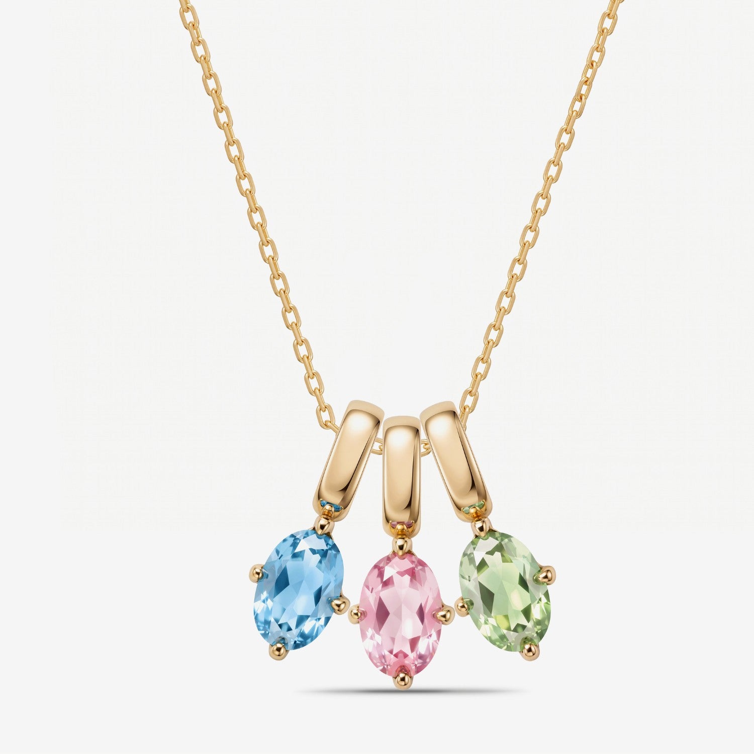 Three Oval Birthstone Necklace