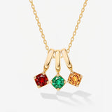 Three Round Birthstone Necklace 