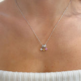 Three Round Birthstone Silver Necklace