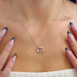 Three Round Birthstone Silver Necklace