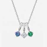 Three Round Birthstone Silver Necklace