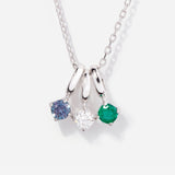 Three Round Birthstone Silver Necklace