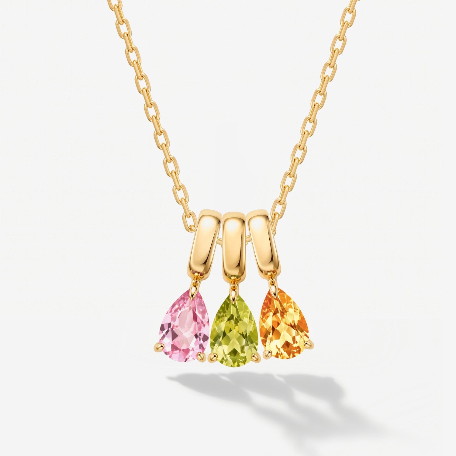 Three Birthstone Teardrop Necklace For Mom