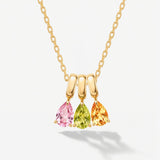 Three Birthstone Teardrop Necklace For Mom