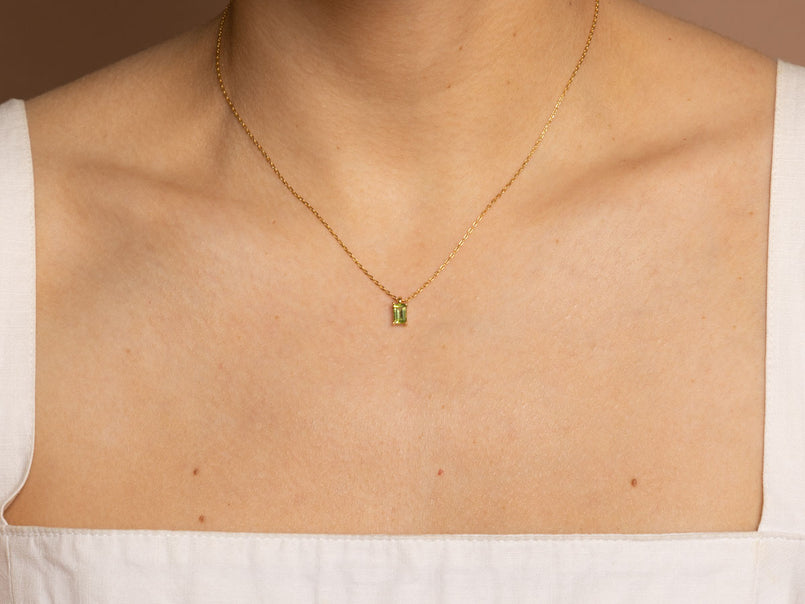 Baguette Peridot August Birthstone Necklace | Little Sky Stone