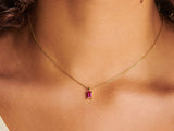 Baguette Ruby July Birthstone Necklace | Little Sky Stone