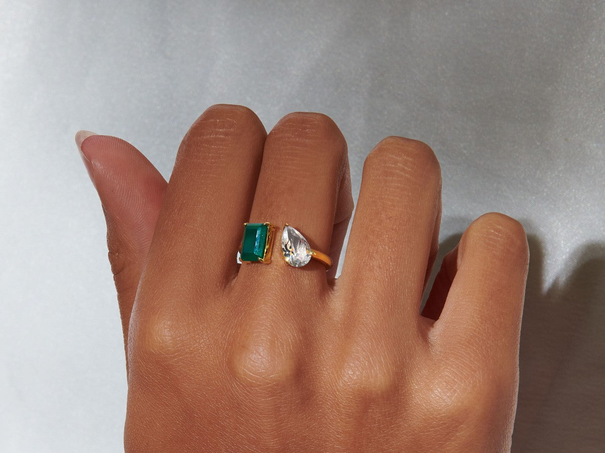 Sample Sale - Rhea Green Onyx Ring in Gold – DORSYA