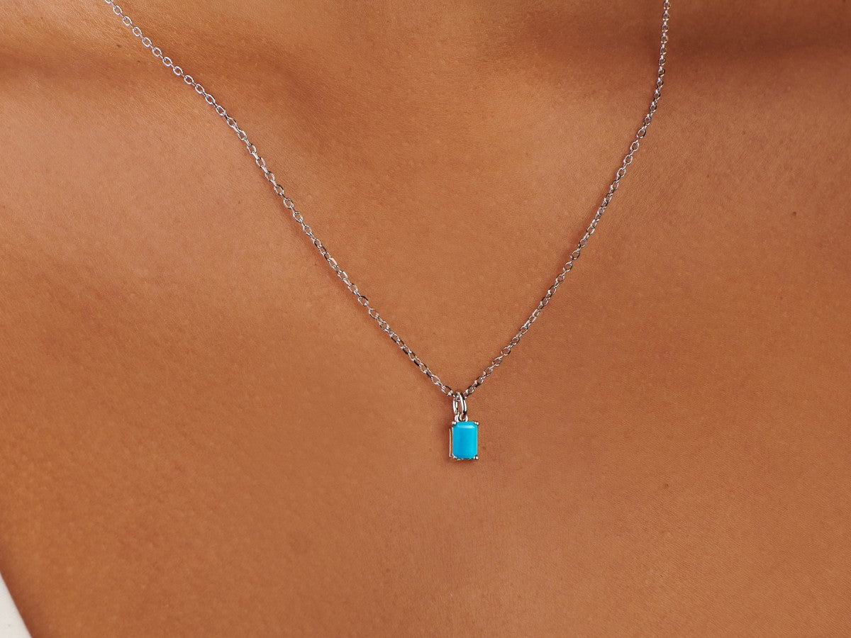 Turquoise December Birthstone Silver Necklace | Little Sky Stone