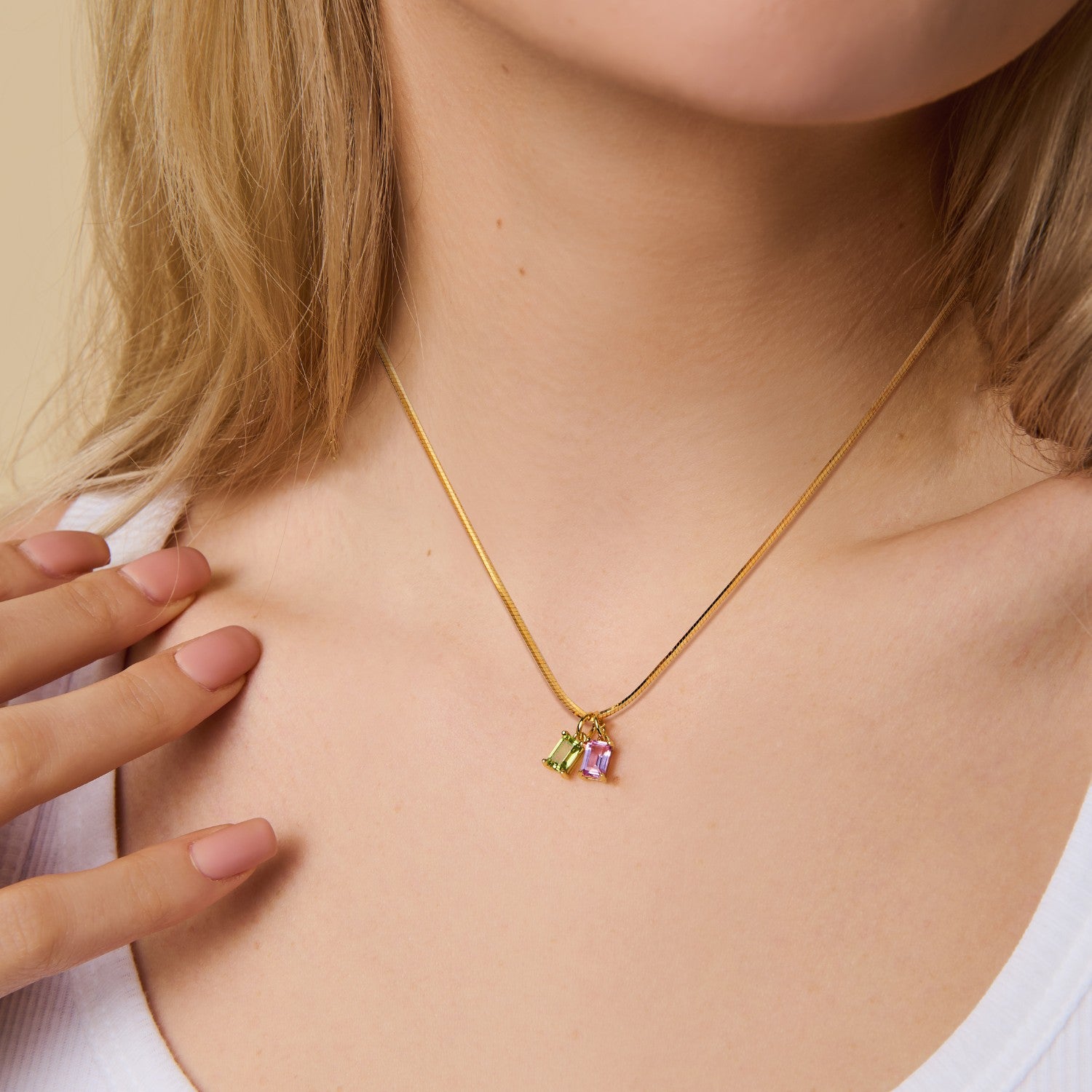 Two Birthstone Necklace - Ada