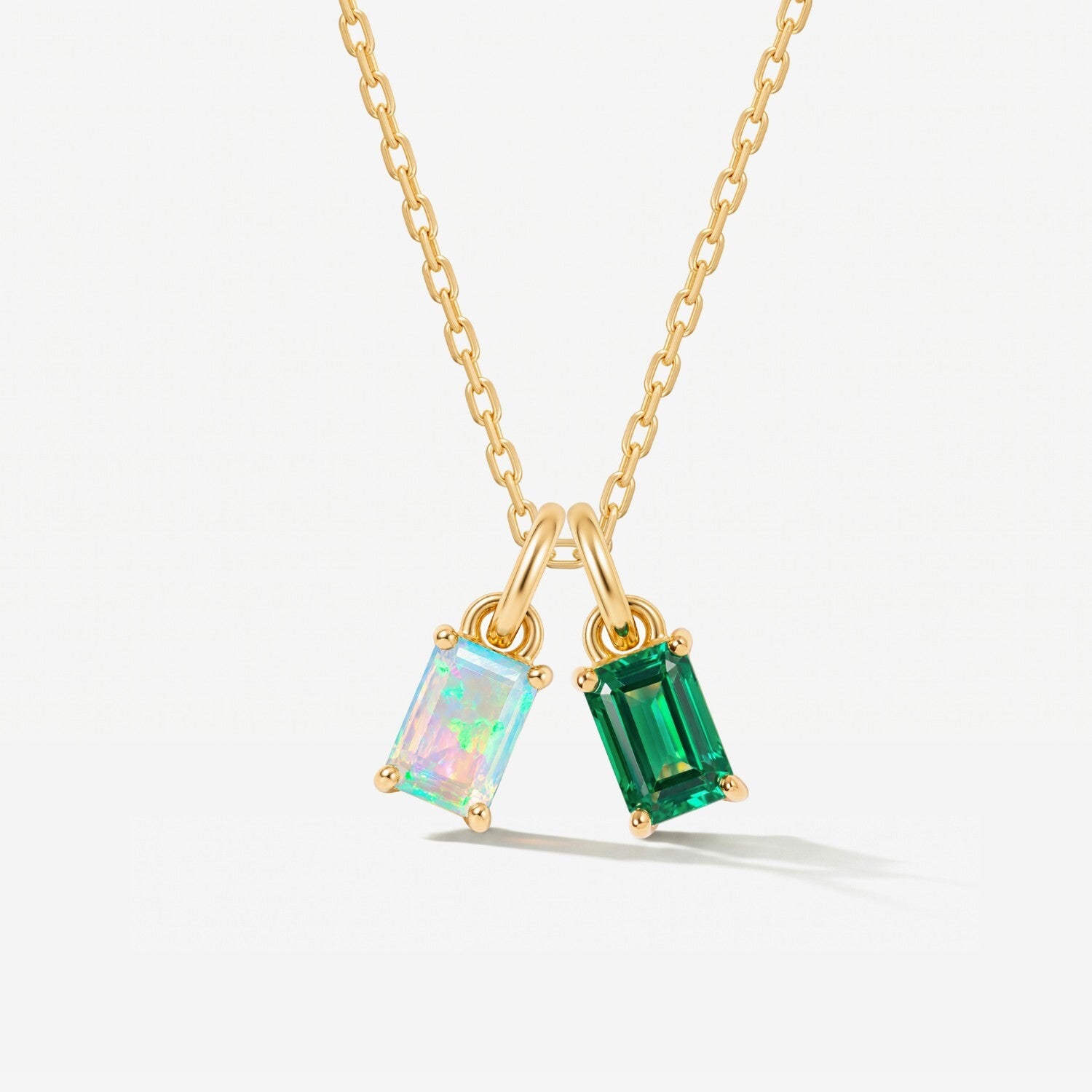 Two Birthstone Baguette Necklace For Her