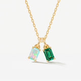 Two Birthstone Baguette Necklace For Her