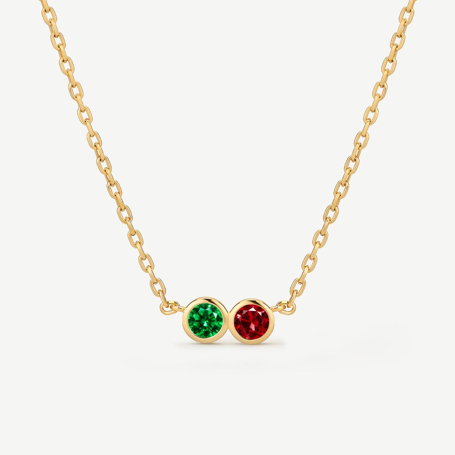 Two Birthstone Personalized Necklace Amy
