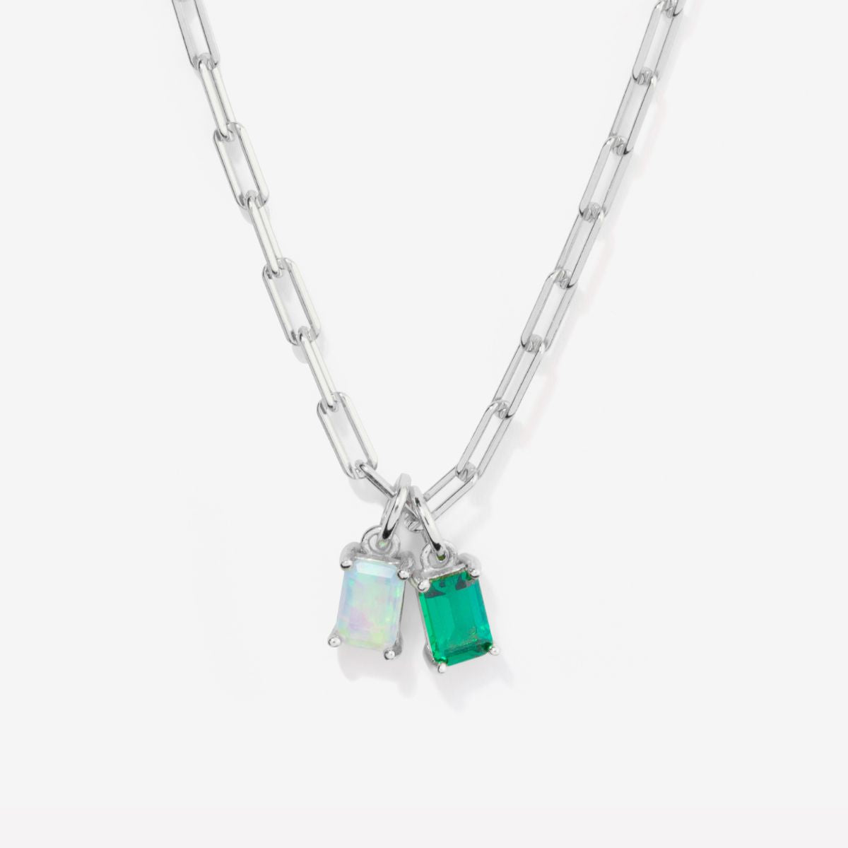 Two Birthstone Silver Necklace - Kenzie