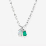 Two Birthstone Silver Necklace - Kenzie