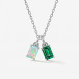 Two Birthstone Necklace Silver Necklace