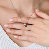 Two Teardrop Birthstone Silver Necklace