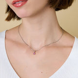 Teardrop Birthstone Silver Necklace