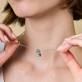 Three Teardrop Birthstone Silver Necklace