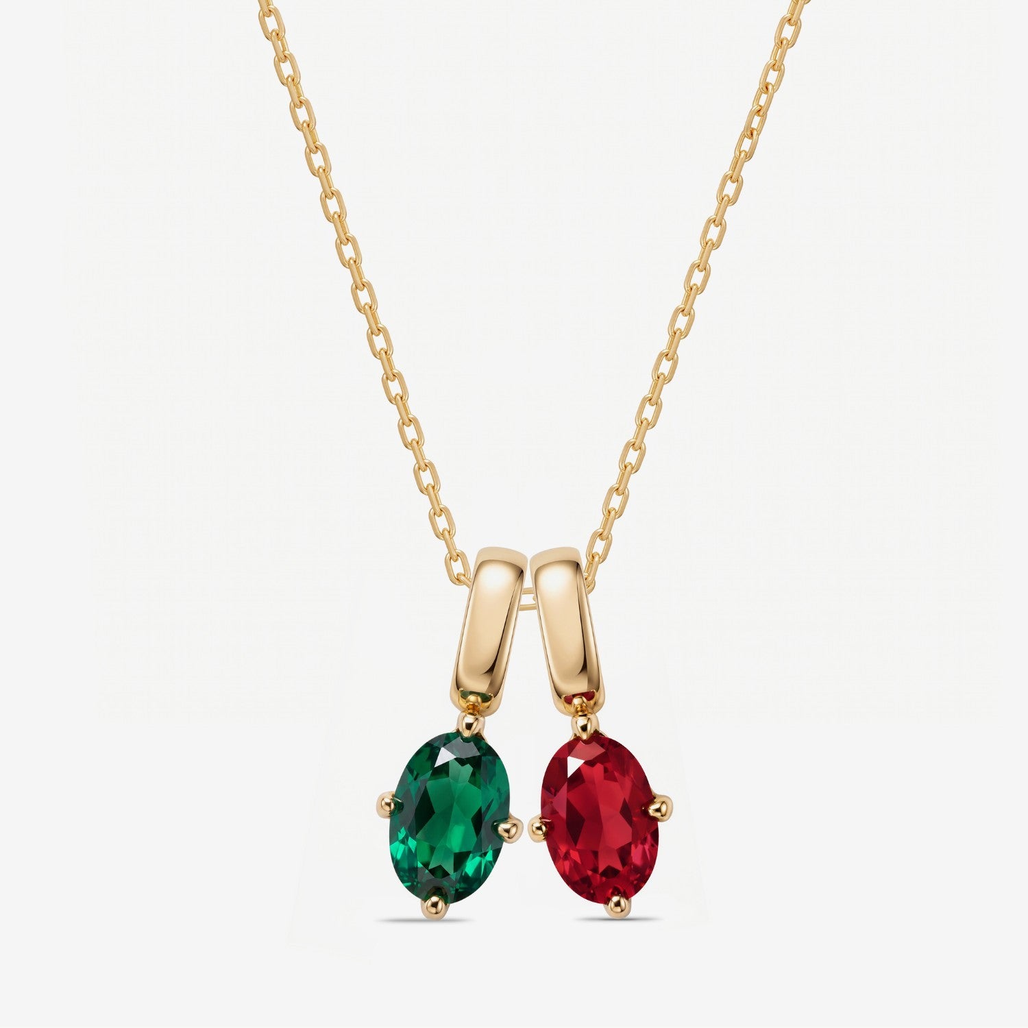 Two Oval Birthstone Necklace