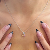 Two Round Birthstone Silver Necklace