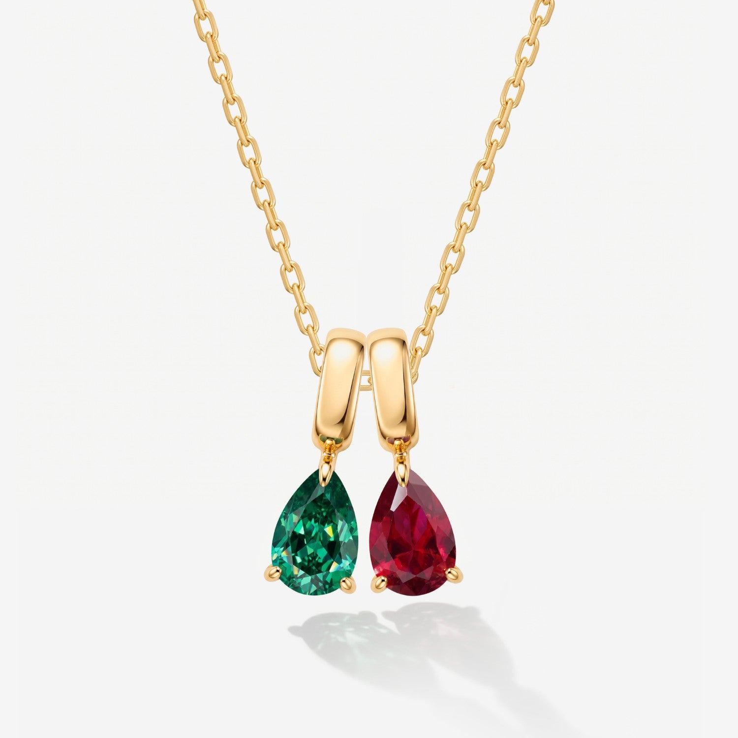 Two Birthstone Teardrop Necklace For Mom