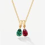 Two Birthstone Teardrop Necklace For Mom