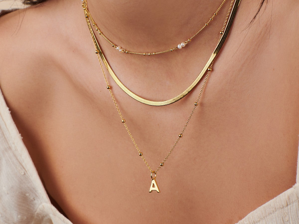 Uppercase Initial Letter Gold Filled Necklace | Little Sky Stone
