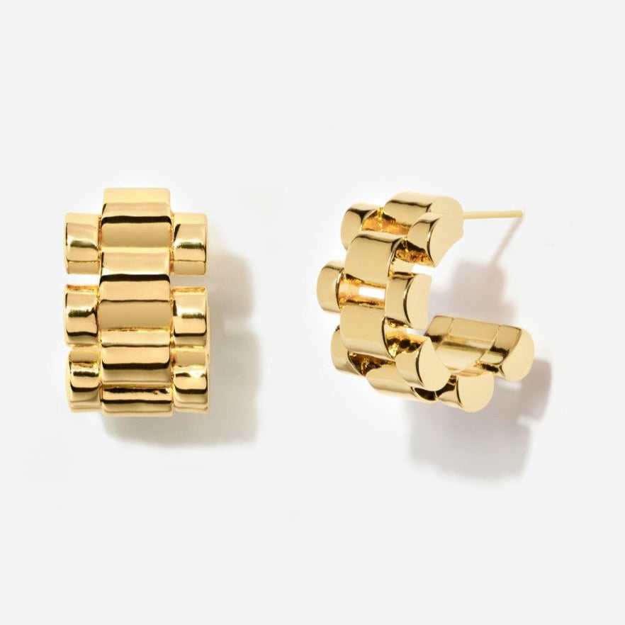 Watchband Chunky 14K Gold Plated Earrings | Little Sky Stone