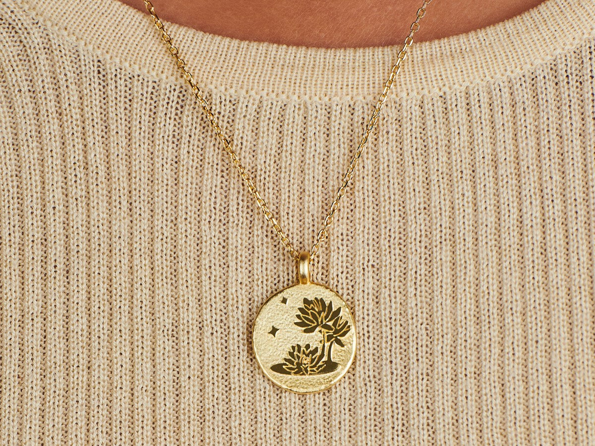 July Birth Flower Necklace - Water Lily - Brevity Jewelry