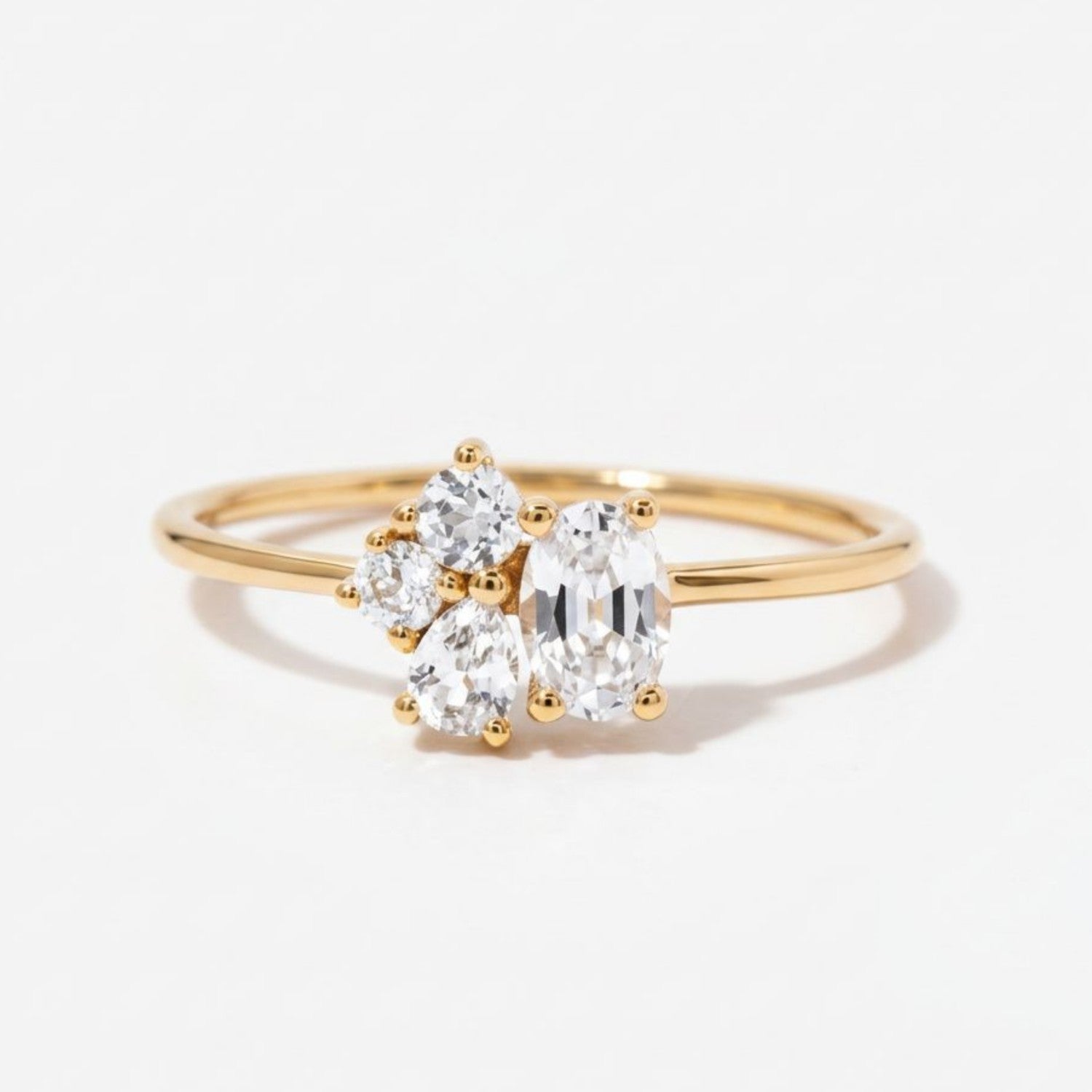 White Topaz Cluster Ring Varena