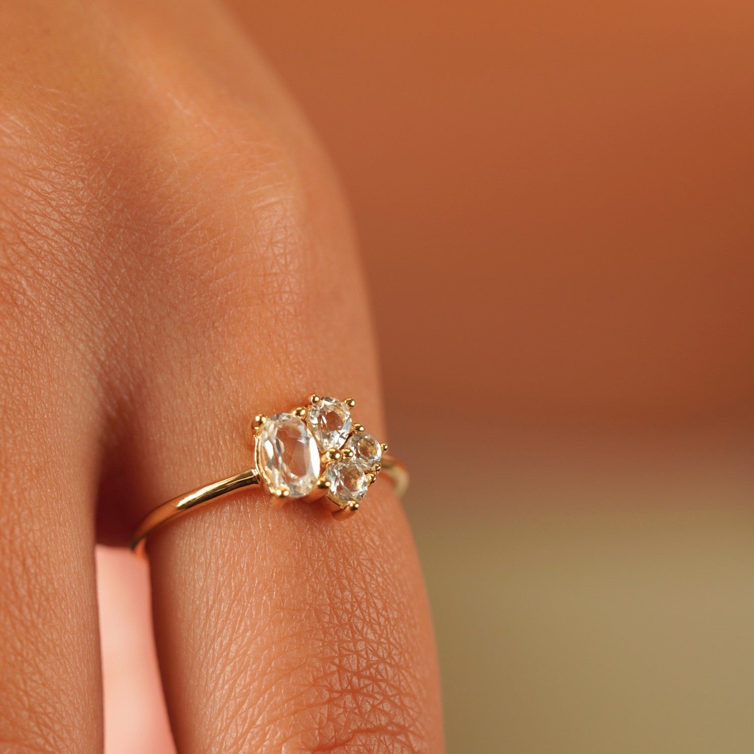 White Topaz Cluster Ring Varena