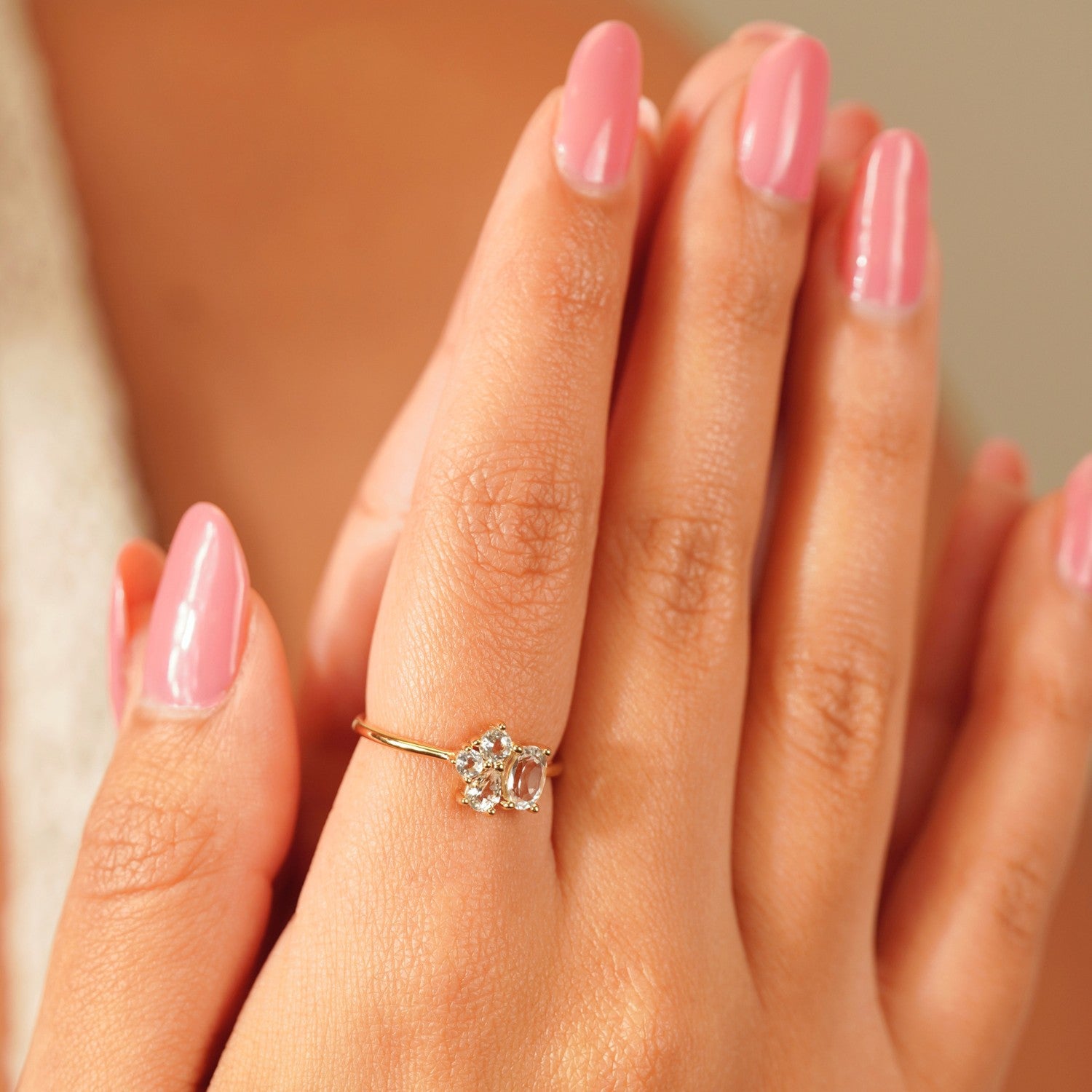 White Topaz Cluster Ring Varena