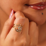 White Topaz Cluster Ring Varena