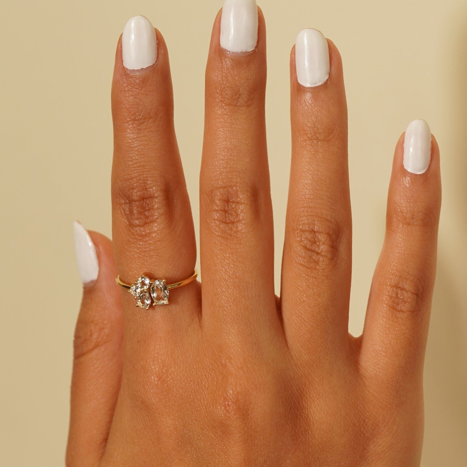White Topaz Cluster Ring Varena