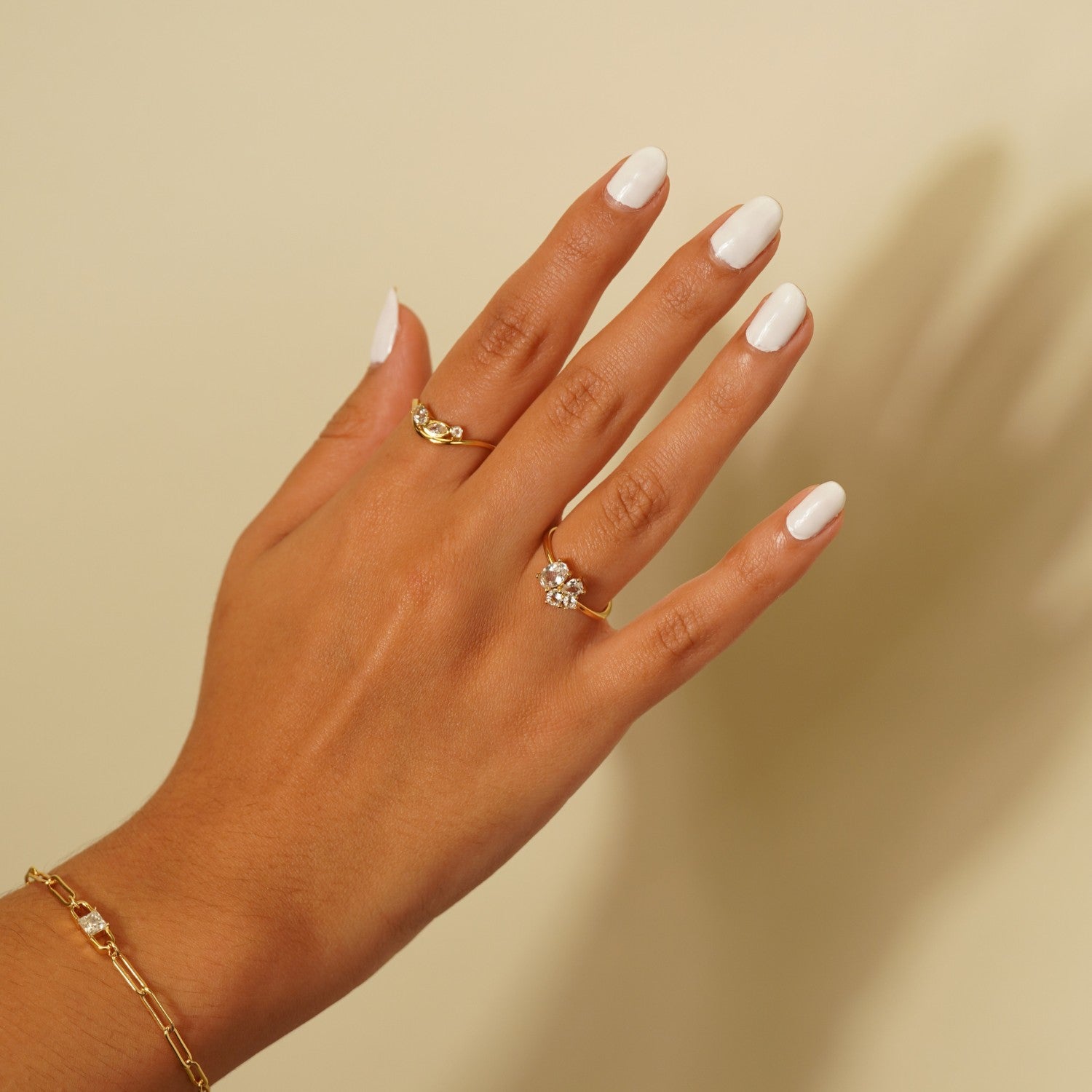 White Topaz Cluster Ring Varena
