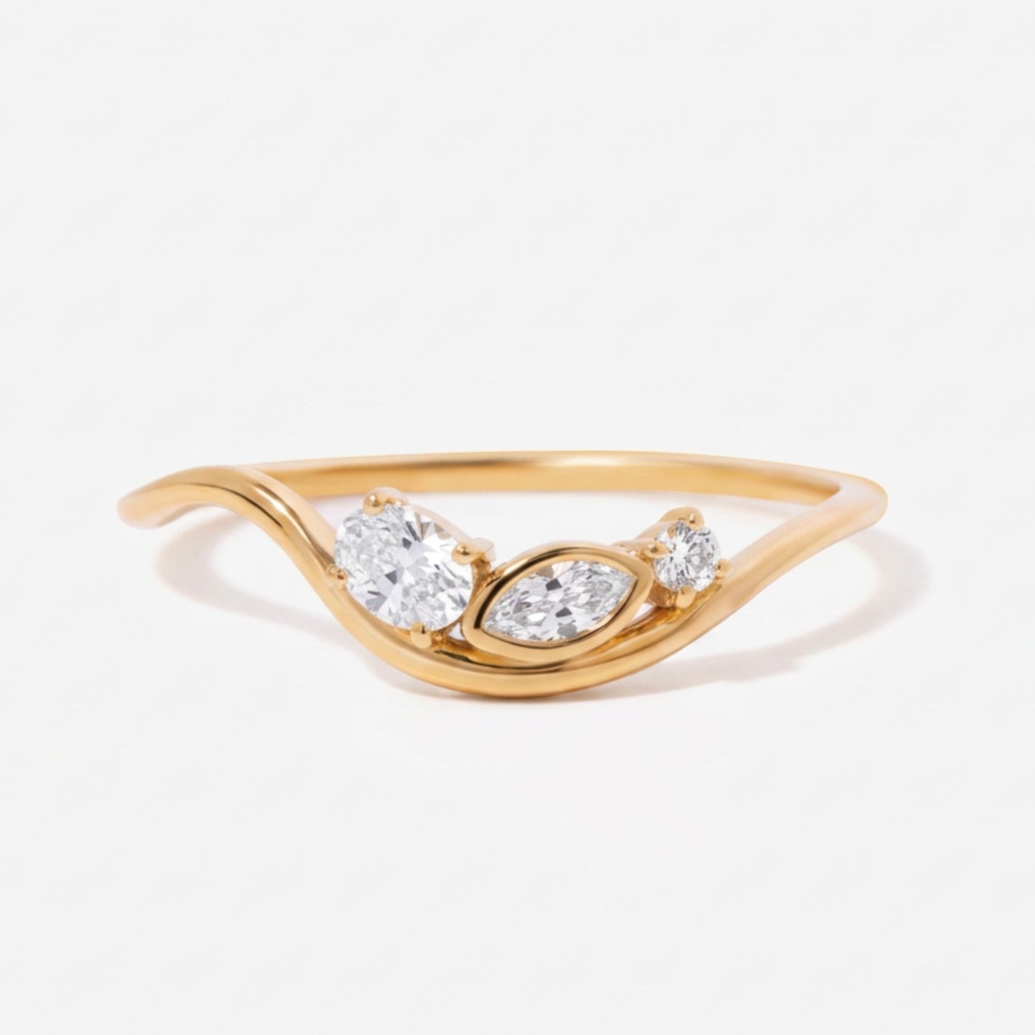 White Topaz Cluster Wave Ring - Liora 