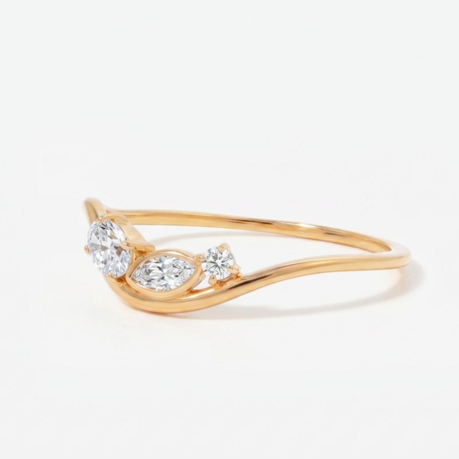 White Topaz Cluster Wave Ring - Liora 