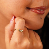 White Topaz Cluster Wave Ring - Liora 