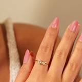 White Topaz Cluster Wave Ring - Liora 