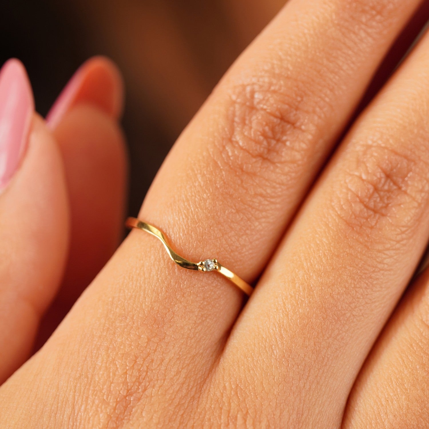 White Topaz Wave Stacker Ring Sanne