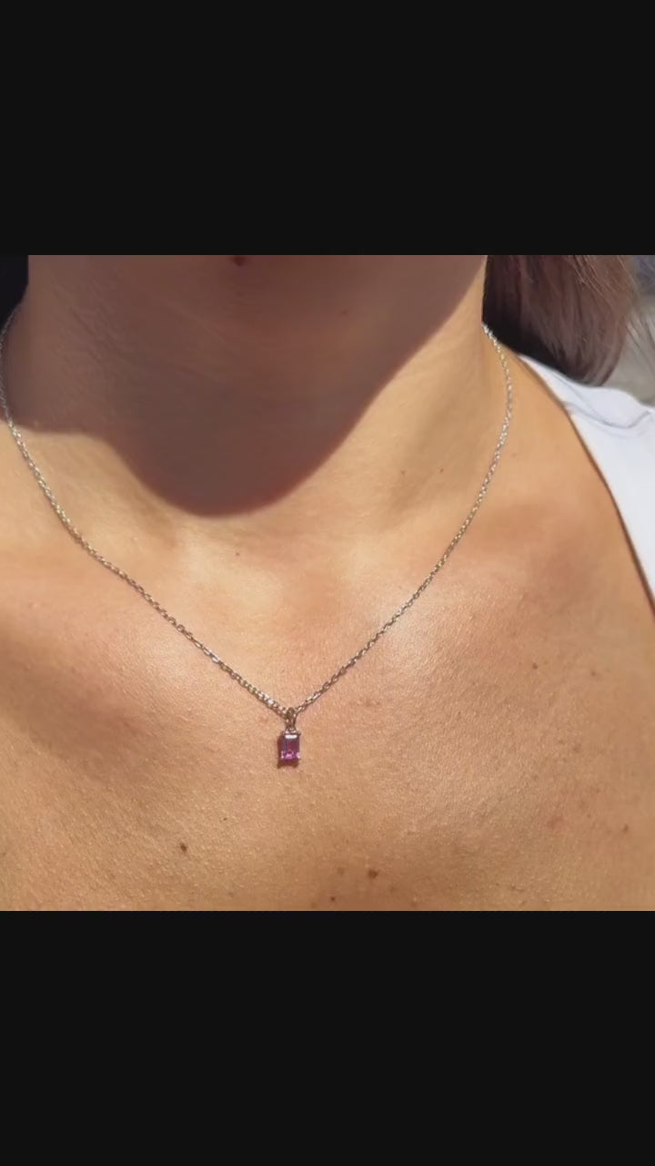 October Birthstone Pink Tourmaline Sterling Silver Necklace