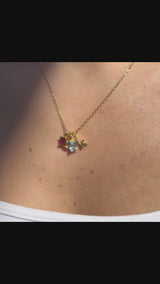 Two Birthstone Two Initial Necklace