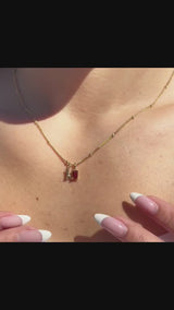 Birthstone Initial Sphere Necklace