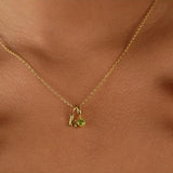 Round Birthstone Initial Necklace